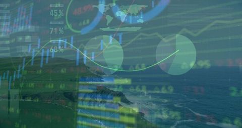 Financial data visualization across ocean coastline