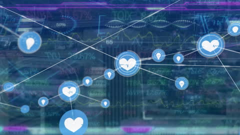 Digital Icons Networking with Stock Market Data Overlay