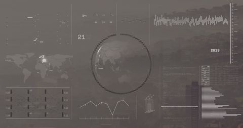 Digital Database Interface with Spinning Globe and Data Graphics - Download Free Stock Images Pikwizard.com