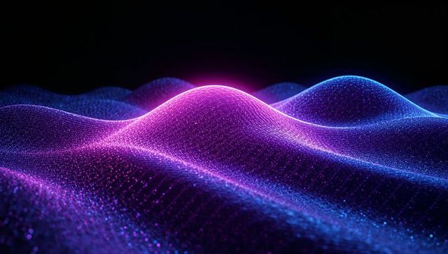 Abstract Neon Wave Mesh Undulating in Virtual Void