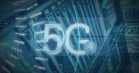 Futuristic 5g connectivity concept over server infrastructure