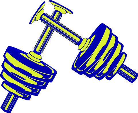 Transparent adjustable dumbbells green and blue vector design