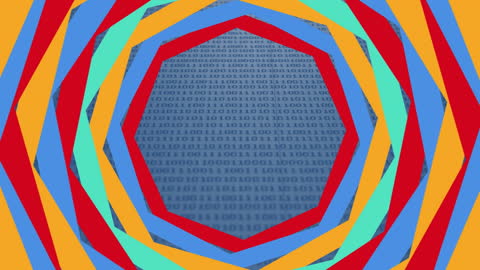 Colorful Hexagonal Layers Over Binary Data Background