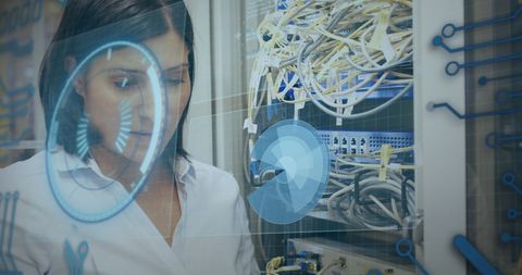 Technician Analyzing Network Infrastructure with Holographic Interface - Download Free Stock Images Pikwizard.com