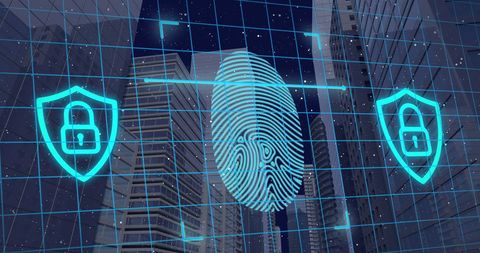 Fingerprint and Digital Security Overlay in Modern Cityscape - Download Free Stock Images Pikwizard.com