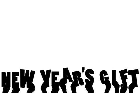 Transparent hands holding new year's gift text illustration