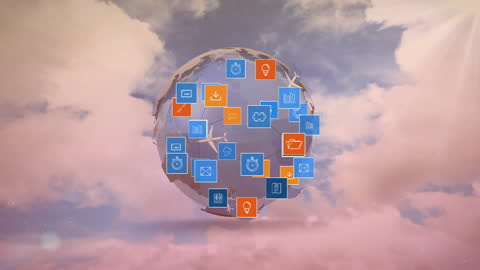 Global Network Abstract with Airplanes and Digital Icons