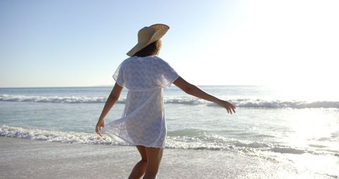 Relaxation and peace during leisurely beach walk