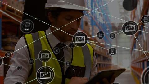 Warehouse IoT and Digital Connectivity Concept