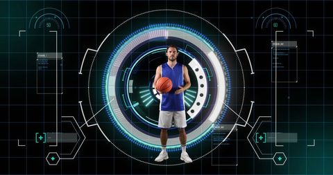 Digital Interface Basketball Player Double Exposure - Download Free Stock Images Pikwizard.com