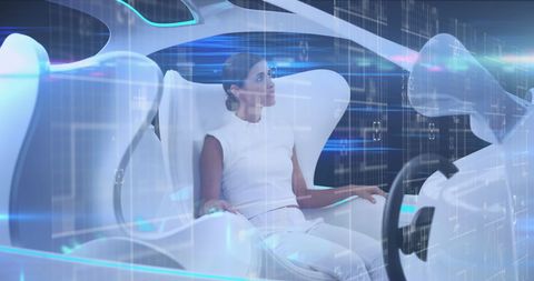 Futuristic Vehicle Interior with Holographic Technology