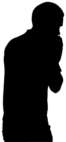 Transparent silhouette of man in motion on background