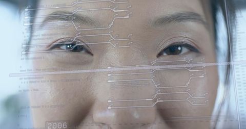 Woman Analyzing Digital Data Graphics