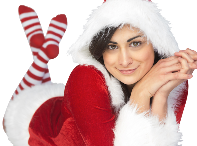 Happy Young Woman in Santa Outfit, Smiling, on Transparent Background - Download Free Stock Videos Pikwizard.com