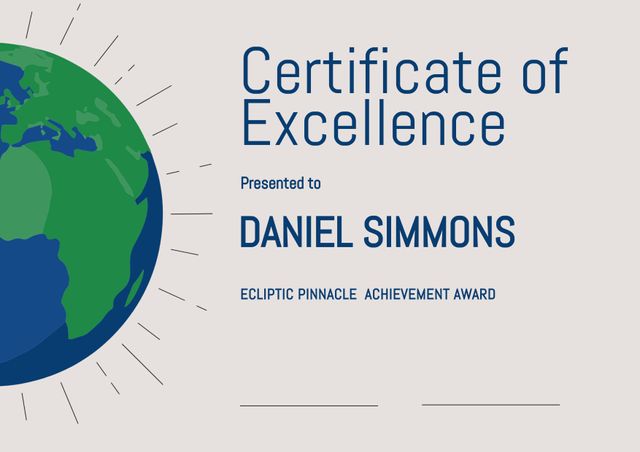 Certificate of Excellence with Global Theme and Map Illustration - Download Free Stock Templates Pikwizard.com