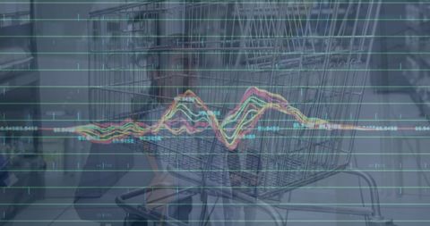 Shopping Cart with Stock Market Graph Overlay Showing Economic Trends - Download Free Stock Images Pikwizard.com