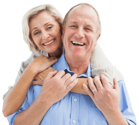 Transparent Smiling Mature Couple Embracing Happiness Together