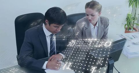 Business Professionals Overlaid with Binary Code Concept - Download Free Stock Images Pikwizard.com