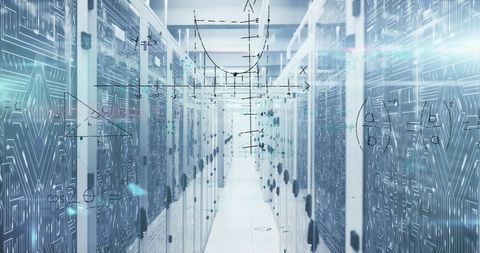 Mathematical Formulas Overlay on Data Center Servers - Download Free Stock Images Pikwizard.com