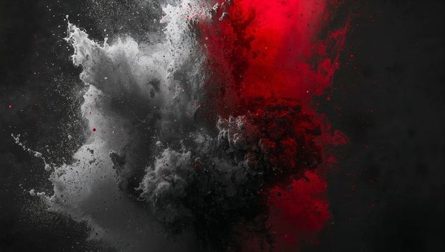 Dynamic pigment cloud with contrasting grayscale and red