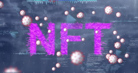 NFT Concept with Digital Virus Graphics and Technology Elements