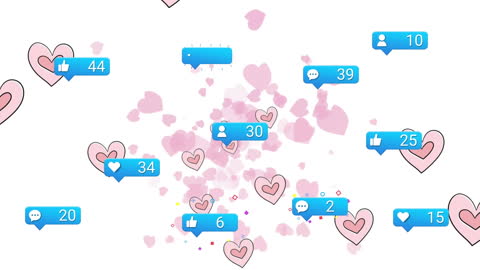 Animated Social Media Engaging Metrics with Rising Hearts