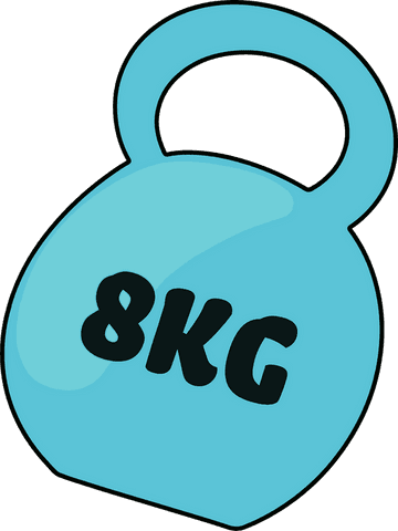 Transparent Turquoise Kettlebell Illustration for Fitness Enthusiasts
