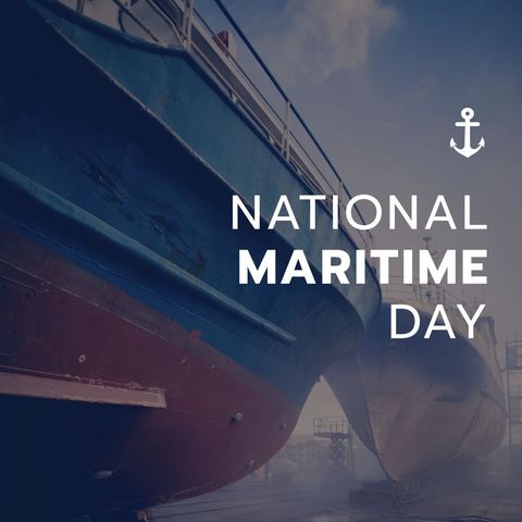 national maritime day celebration with ships and anchor icon - Download Free Stock Templates Pikwizard.com