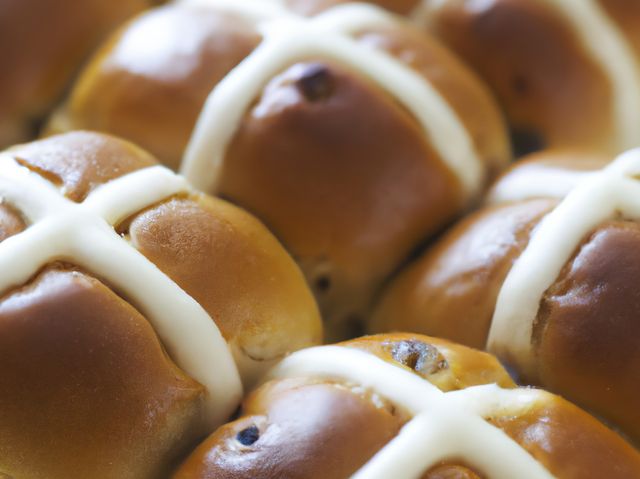 Freshly Baked Hot Cross Buns with White Icing - Download Free Stock Images Pikwizard.com