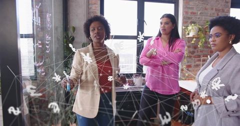 Business Team Analyzing Digital Network with Currency Symbols