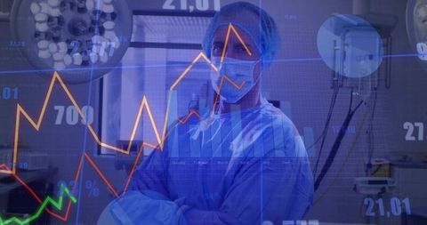 Surgeon Monitoring Live Data in High-Tech Operating Room