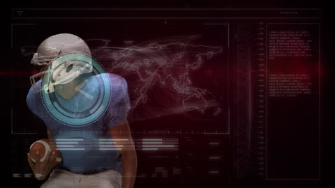 Futuristic Overlay on American Football Player with Digital Art