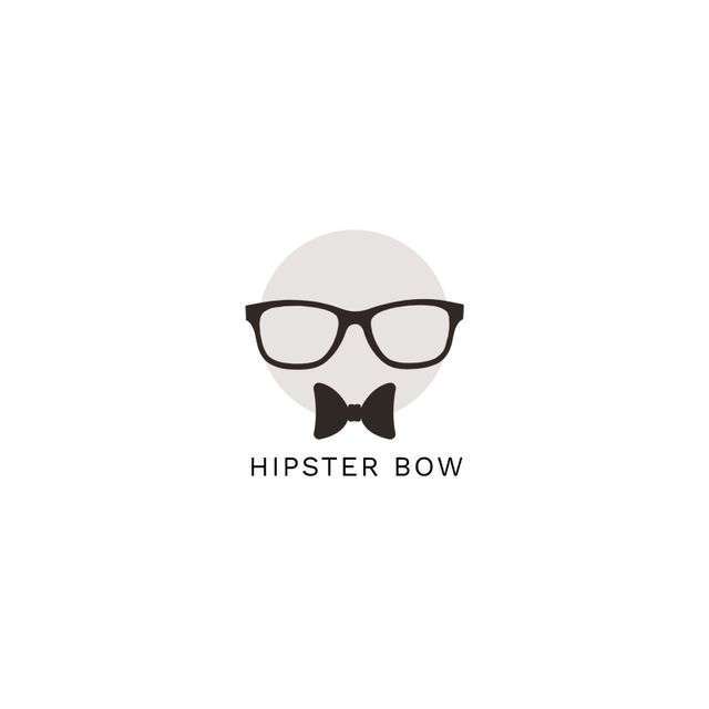 Minimalist Hipster Logo with Glasses and Bow Tie for Stylish Branding - Download Free Stock Templates Pikwizard.com