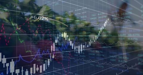 Innovative Financial Analytics Screen with Stock Chart on Glass