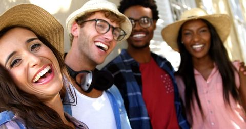Diverse Friends Laughing and Enjoying Outdoor Adventure