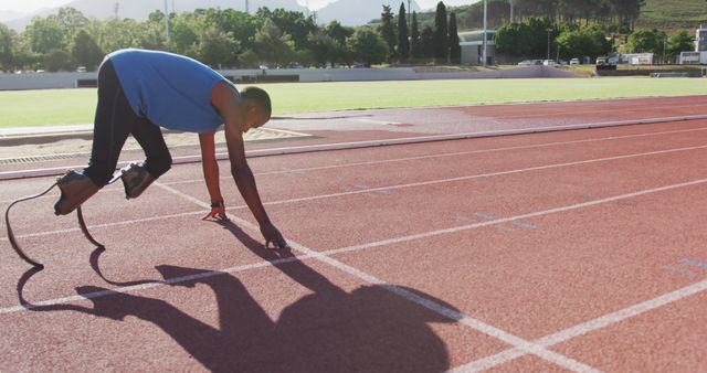 Para athlete preparing for a race on track field - Download Free Stock Images Pikwizard.com