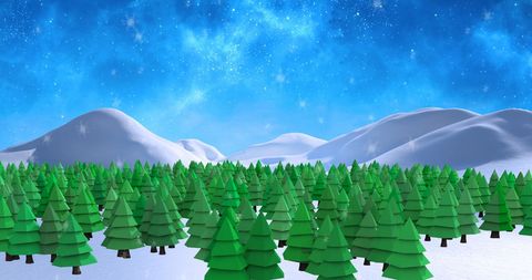 Winter Wonderland with Snow-Covered Landscape and Evergreen Forest