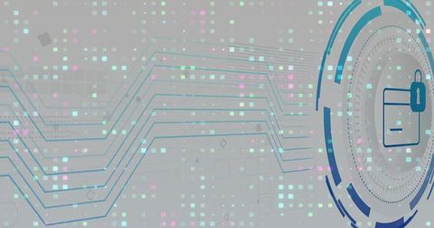 Digital Security Interface with Futuristic Padlock Icon