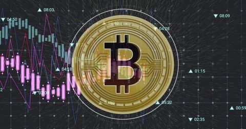 Bitcoin Symbol on Digital Financial Data Background - Download Free Stock Images Pikwizard.com