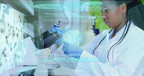 Innovative scientist using high-tech equipment in modern laboratory