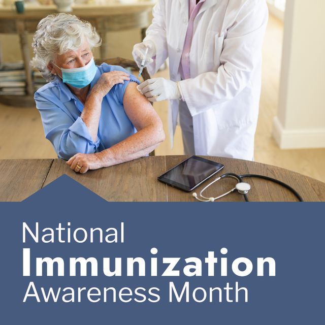 Senior Woman Receiving Vaccine During National Immunization Awareness Month - Download Free Stock Templates Pikwizard.com