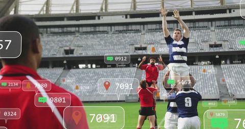 Rugby Lineout Competitive Spirit with AR Data Overlays