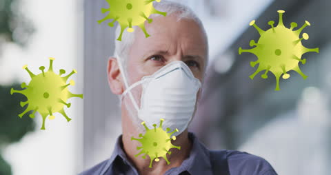 Man With Face Mask and Covid-19 Cell Animation