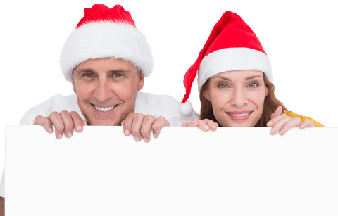 Festive Couple Displaying Christmas Poster with Transparent Background - Download Free Stock Videos Pikwizard.com