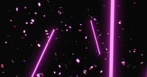Magenta neon light bars with floating confetti and haze for nightlife party backdrop
