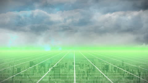 Retro Futuristic Digital Cityscape Animation