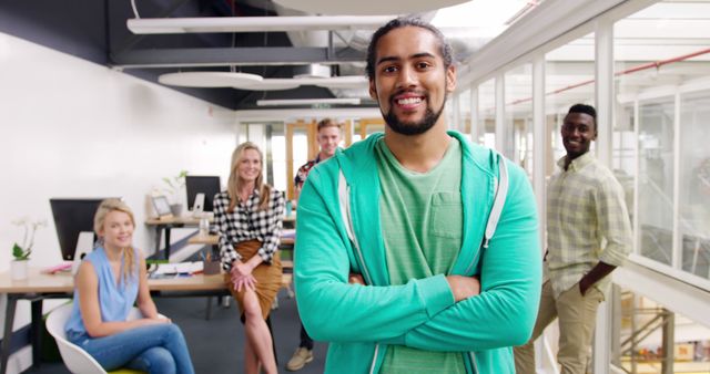 Diverse Team Smiling in Modern Office Workspace - Download Free Stock Images Pikwizard.com