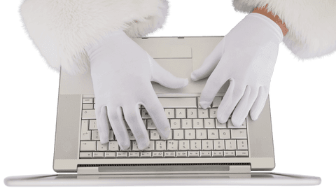 transparent santa typing on laptop with white gloves - Download Free Stock Videos Pikwizard.com