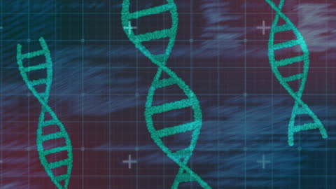 Animated DNA Strand with Digital Data Overlay