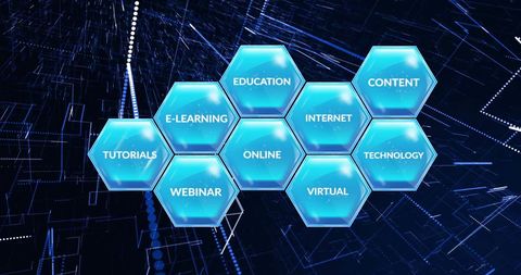 Digital Hexagonal Network Displaying E-Learning Concepts - Download Free Stock Images Pikwizard.com